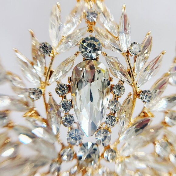Vintage Crystal Tiara, Gold Wedding Hairpiece, princess tiara, gold headband main image 8